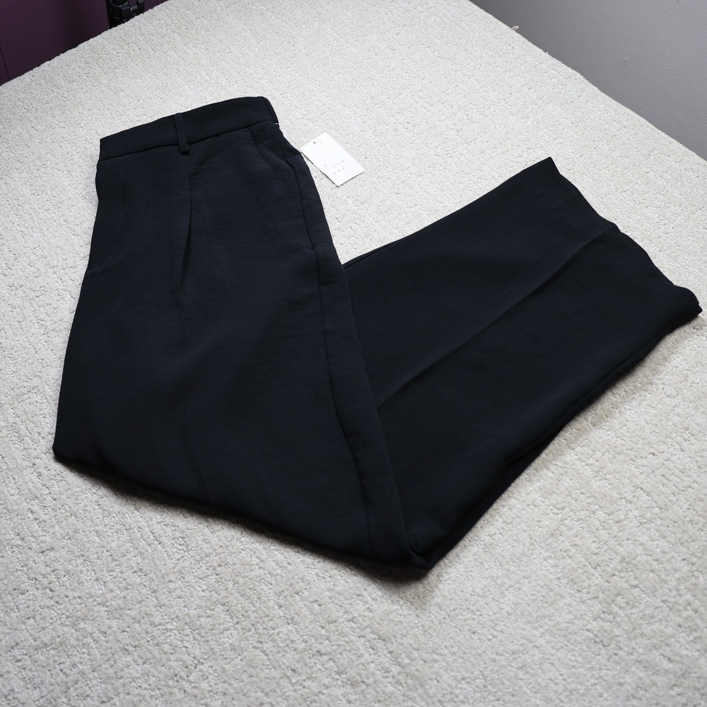 A New Day The Essential Trouser Black High Rise Straight Leg Pants 14 Long NWT